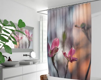 Rideau de douche floral élégant 71 x 74 - Accessoire de salle de bain artistique, cadeau déco unique