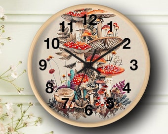 Whimsical Mushroom Wall Clock - Decorative Fungal Motif, Quaint Living Room Accent, Ideal Gift for Mycologists and Homebodies