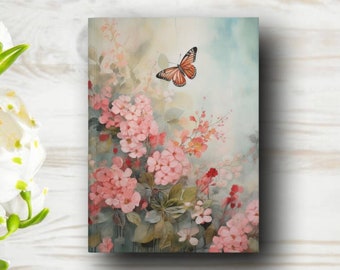 Floral Butterfly Hardcover Notebook - A Delightful Spring Themed Journal and Chic Personal Diary - Perfect Gift for Her