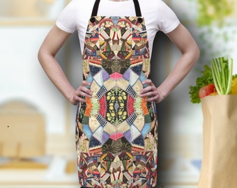 Patchwork Printed Apron - Colorful Patchwork Unisex Apron, One Size, Sewing Apron, Crafting Apron, Gardening Apron, Cooking Apron
