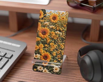 Sunflower Portable Smartphone/Mobile Display Stand - Floral Phone Stand Holder, Desk Organizer, Phone Accessory, Home Decor, Office Decor