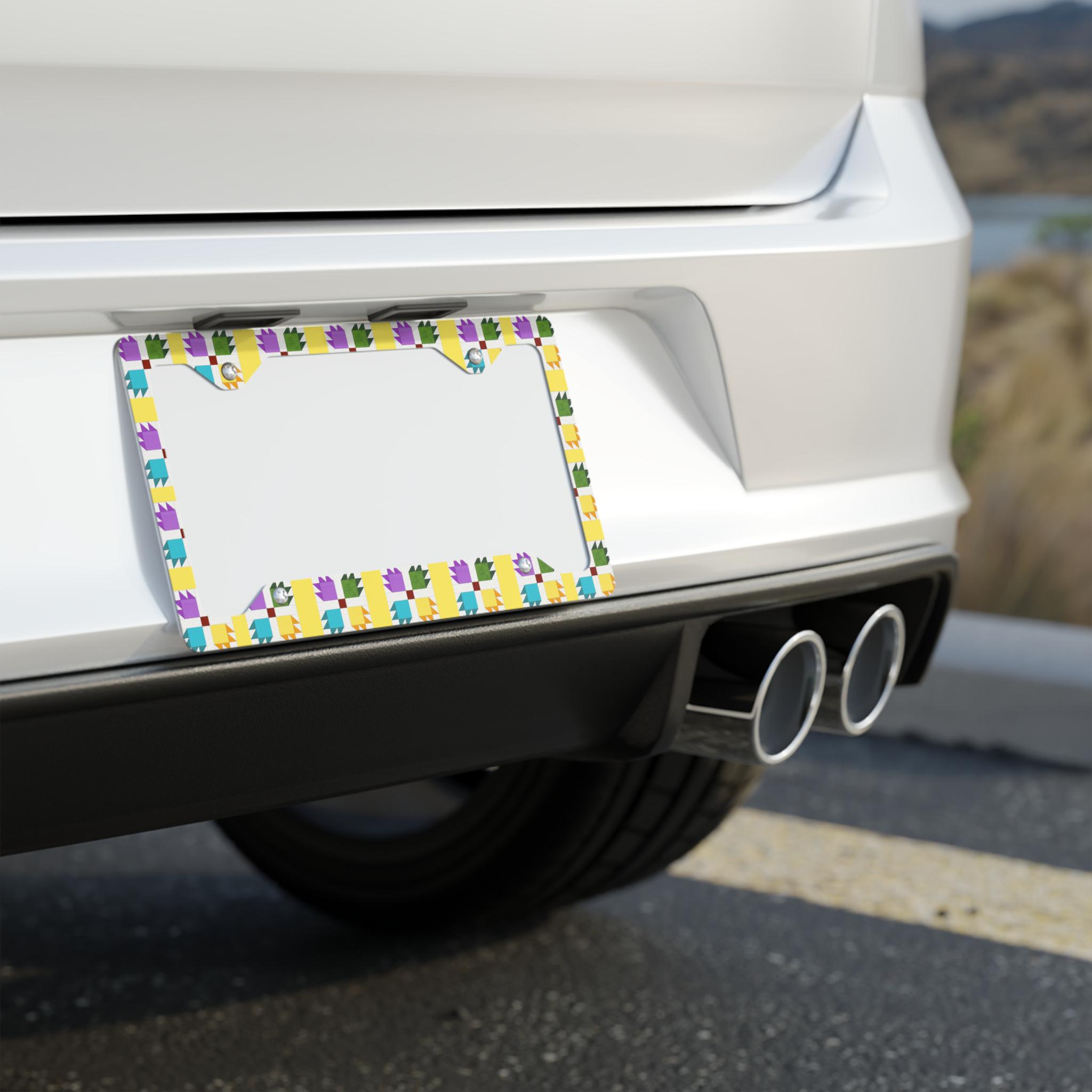 Yellow Quilt Block License Plate Frame - Novelty License Plate Cover ...