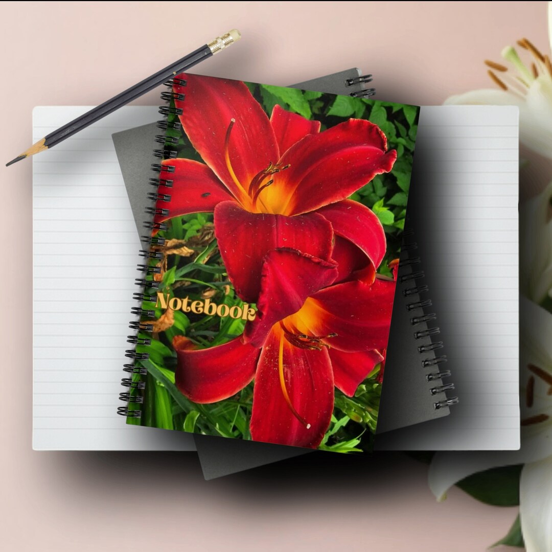 Fire Lily Spiral Notebook - Personal Nature Design Notebook, Floral ...