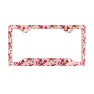 Nummerplaatlijst met rode en roze bloemen - nieuwigheid nummerplaatafdekking, glanzende afwerking, print nummerplaatlijst, autoaccessoire, auto afbeelding 8