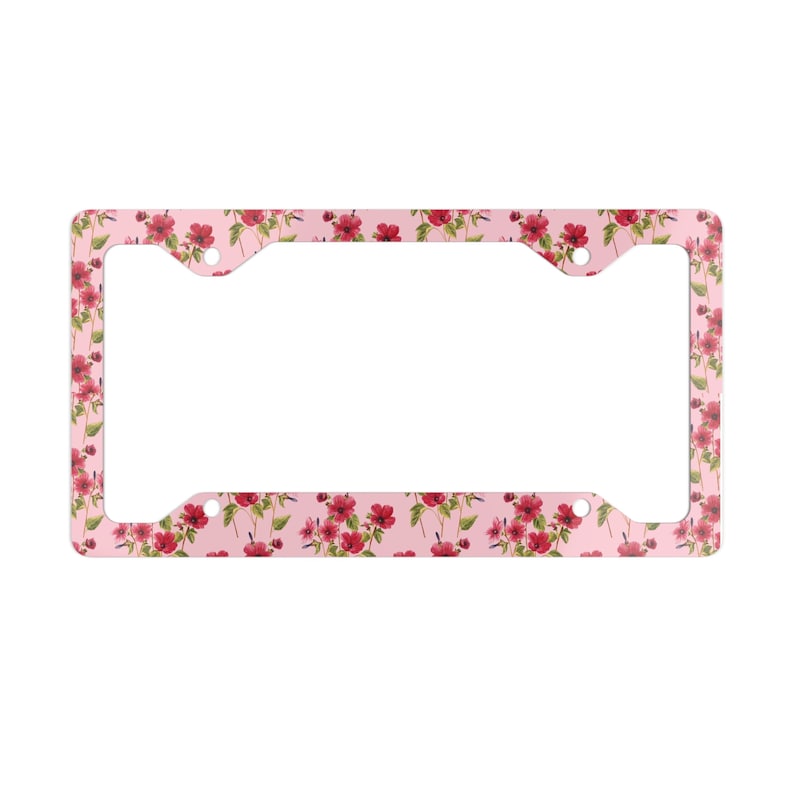 Nummerplaatlijst met rode en roze bloemen - nieuwigheid nummerplaatafdekking, glanzende afwerking, print nummerplaatlijst, autoaccessoire, auto afbeelding 8