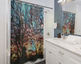 Illusion Stained Glass Shower Curtain - Stylish Bathroom Accessory - Perfect Home Decor Gift