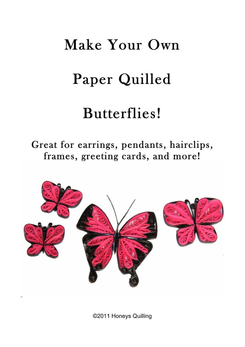 Tutorial for Paper Quilled Butterfly Earrings and Pendants PDF DIY Wedding Etsy
