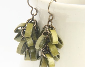 Eco Friendly Earrings Leaf Cluster Dangle Earrings Handmade by Paper Quilling hypoallergenic