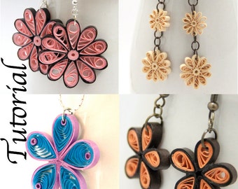 Tutorial for Paper Quilled Jewelry PDF Flower Earrings and Pendant Designs DIY Wedding and Bridesmaid Jewelry