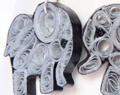 Elephant Earrings Eco Friendly Grey Handmade by Paper Quilling OOAK Artisan Jewelry Niobium hypoallergenic