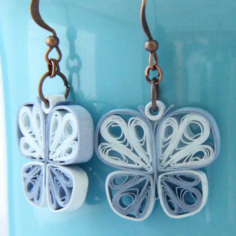 Little Blue Butterflies Earrings Paper Quilled Handmade Etsy