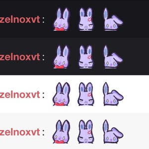 3 Cute purple Bunny Emotes For Twitch, Discord And YouTube