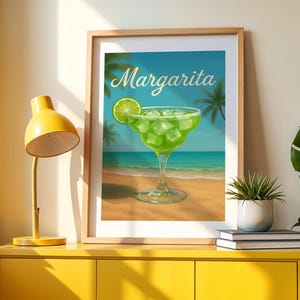 Impression numérique Marguerite | Art mural plage | Décoration de plage Marguerite | Impression d'ambiance estivale | Décoration d'intérieur cocktail