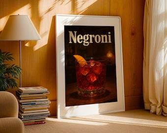 Cocktail Wall Art | Negroni Decor | Speakeasy Inspired | Negroni Wall Art Print | Bar Art | Gift for Mixologist