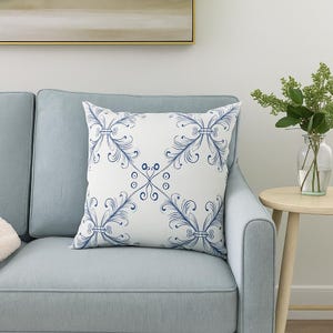 Eleganter blauer Blumenkissenbezug für Sofa oder Bett Dekor - Dekorativer Kissenbezug im Vintage-Stil für Wohnzimmer oder Schlafzimmer