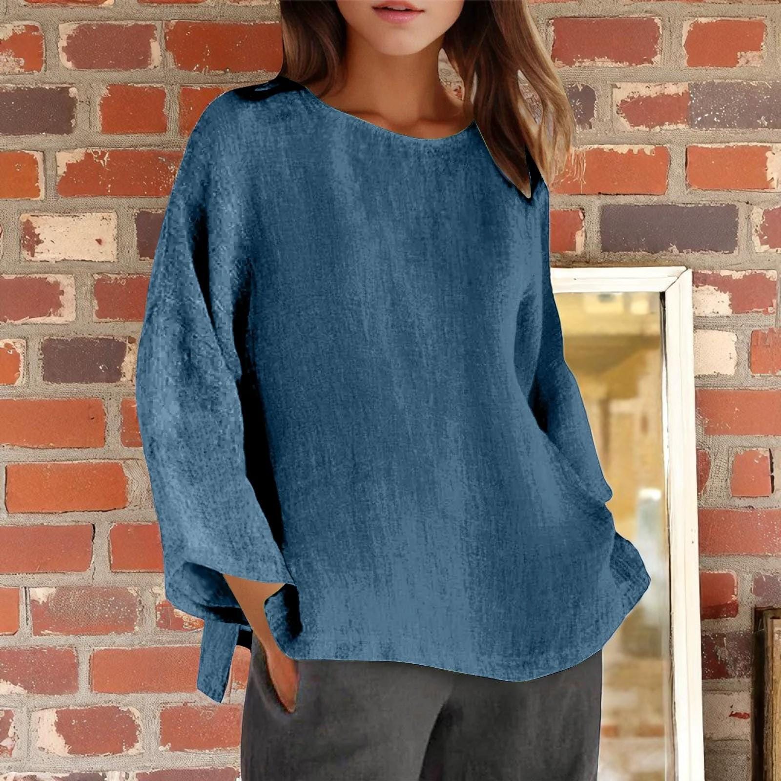 Bella Linen Top for Women | 3/4 Sleeve Flowy Linen Blouse | Lightweight Relaxed Fit Shirt | Minimalist Sustainable Clothing