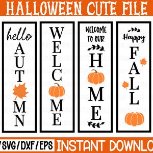 Fall Porch Sign SVG Bundle, Autumn Welcome Decor (Digital Download)