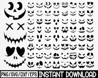 Halloween Pumpkin Faces SVG Bundle – Jack-O-Lantern Cut Files (Digital Download)