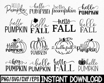 Paquete SVG de calabaza de otoño, diseños con frases otoñales (descarga digital)