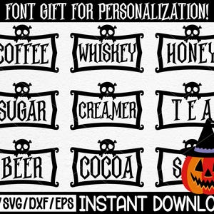 Halloween skafferietikett SVG, kusliga burkdekaler (digital nedladdning)