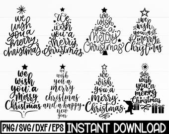 We Wish You A Merry Christmas SVG Bundle, Holiday Quotes (Digital Download)