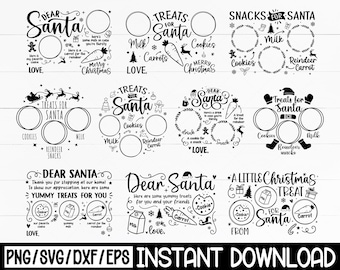 Pacchetto SVG di Santa Tray, piatto di biscotti natalizi, dolcetti a forma di renna (download digitale)