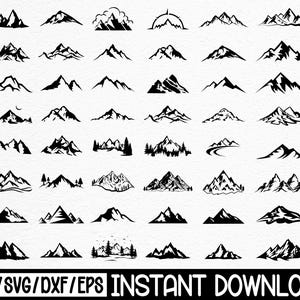Berg SVG-paket, klippfiler, clipart (digital nedladdning)
