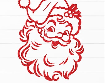 Vintage Santa Face SVG, Retro Christmas Clipart (Digital Download)
