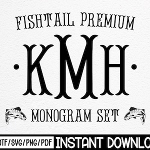 Fishtail Premium Monogram Svg, Fishtail Font Svg, Monogram Font Svg, Summer Font Svg, Wedding Monogram Svg, Digital Font, Canva Font Bundle.