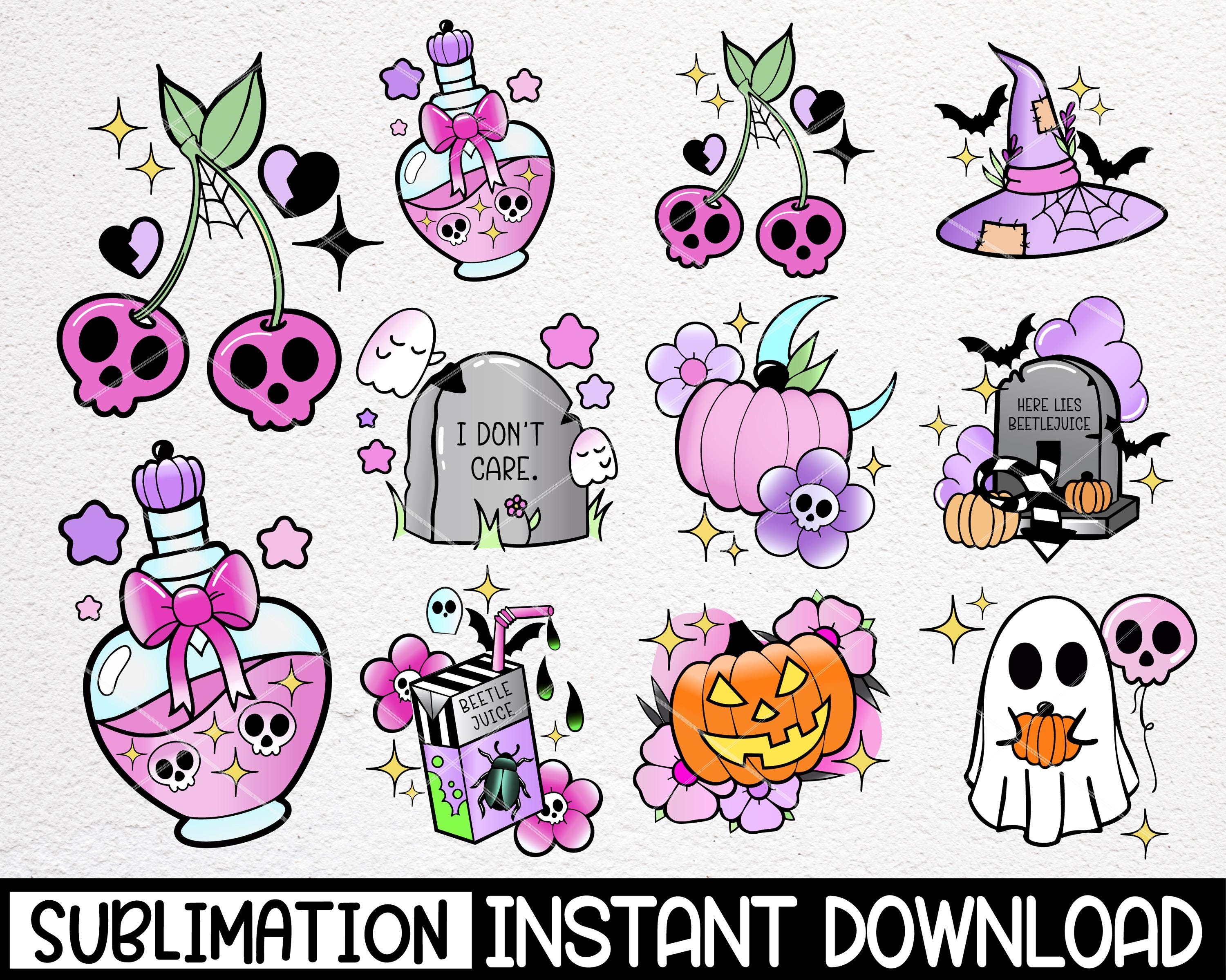 Pastel Halloween Clipart Bundle, Kawaii Goth Ghost Pumpkin PNG (digital ...