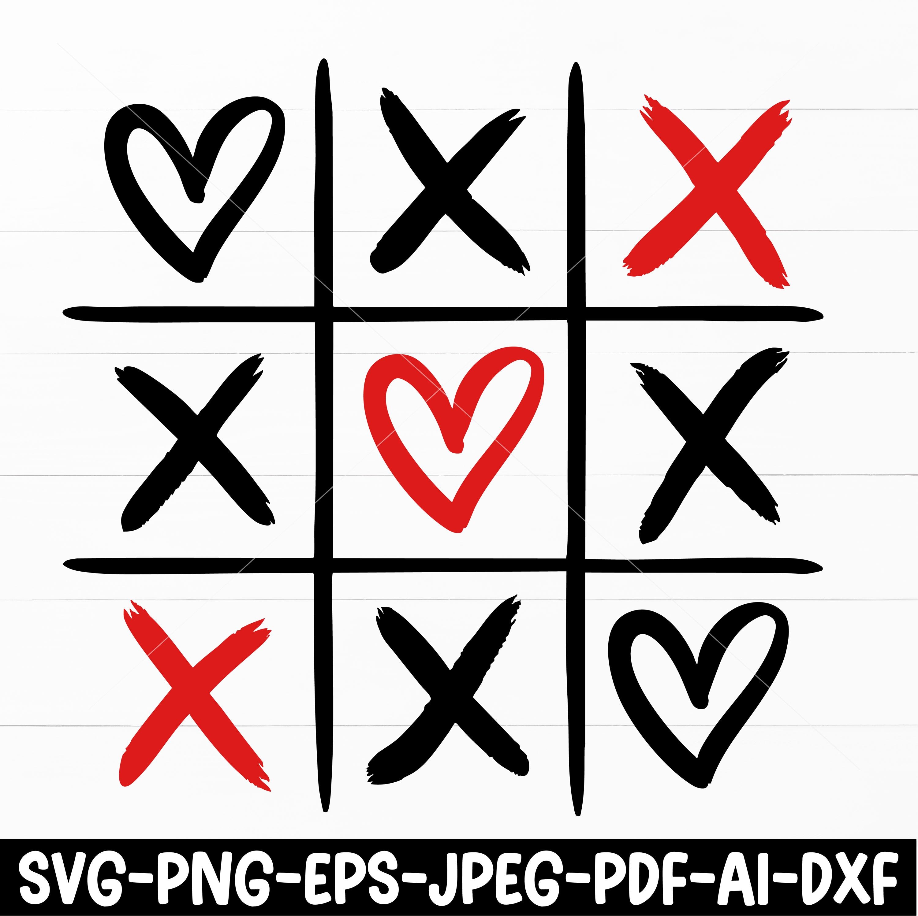Valentine Tic Tac Toe SVG, Heart XOX Game Design, Love Game Shirt SVG ...