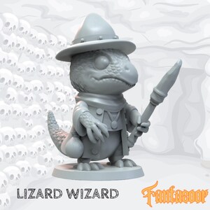 Fantazoor - LIZARD WIZARD - 3D Printed Chibi TTRPG D&D Miniature