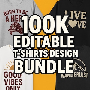 Pacchetto di grafiche modificabili da 100.000 / Mega collezione di stampe su richiesta / Grafica modificabile per venditori POD, Cricut, sublimazione e merchandising