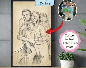 Retrato a lápiz personalizado a partir de una foto, arte digital (descarga digital)