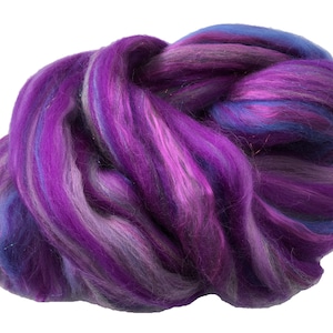 Shimmer Amethyst - Merino Wool/Silk/Trilobal Mix for Needle Felting, Wet Felting & Spinning approx 45gm