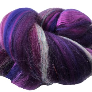 Shimmer Blackberry Merino Wool/Silk/Trilobal Mix for Needle Felting, Wet Felting & Spinning approx 45gm image 3