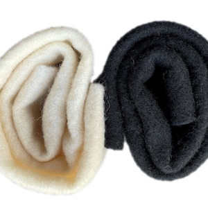 Merino 100% Wool Pre Felt - in Black and Natural white/cream and in two sizes - 50 x 50cm square and 1 metre sq