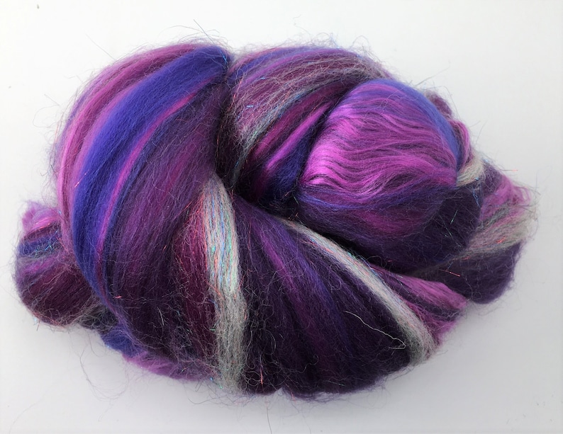 Shimmer Blackberry Merino Wool/Silk/Trilobal Mix for Needle Felting, Wet Felting & Spinning approx 45gm image 5