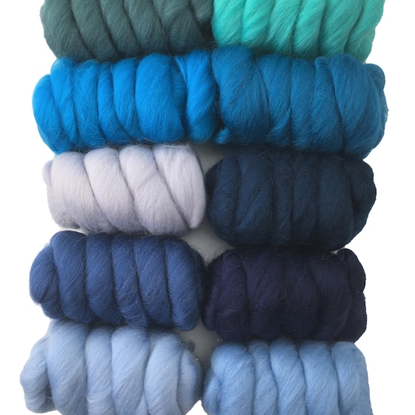 Oceanic - 250 gm pack of 100% Merino Felting Wool - 10 different colours for Needle Felting, Wet Felting & Spinning