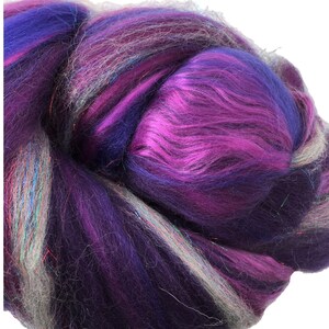 Shimmer Blackberry Merino Wool/Silk/Trilobal Mix for Needle Felting, Wet Felting & Spinning approx 45gm image 2