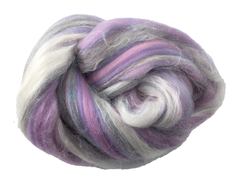 Shimmer Pastel Lilac Merino Wool/Silk/Trilobal Mix for Needle Felting, Wet Felting & Spinning approx 45gm image 1