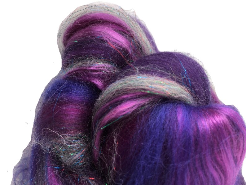 Shimmer Blackberry Merino Wool/Silk/Trilobal Mix for Needle Felting, Wet Felting & Spinning approx 45gm image 4