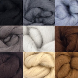 Neutral Tones Pack of 9 Merino Felting Wools for Needle & Wet Felting image 1