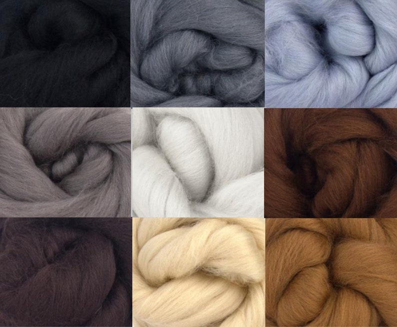 Neutral Tones Pack of 9 Merino Felting Wools for Needle & Wet Felting image 1