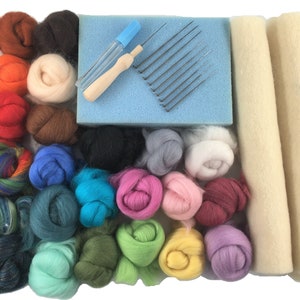 Needle Felting Starter Kit for 2D Needle Felting (painting with wool) - all you need to get started - supplied boxed