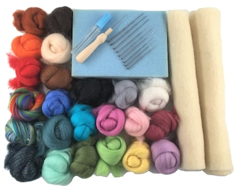 Needle Felting Starter Kit for 2D Needle Felting (painting with wool) - all you need to get started - supplied boxed