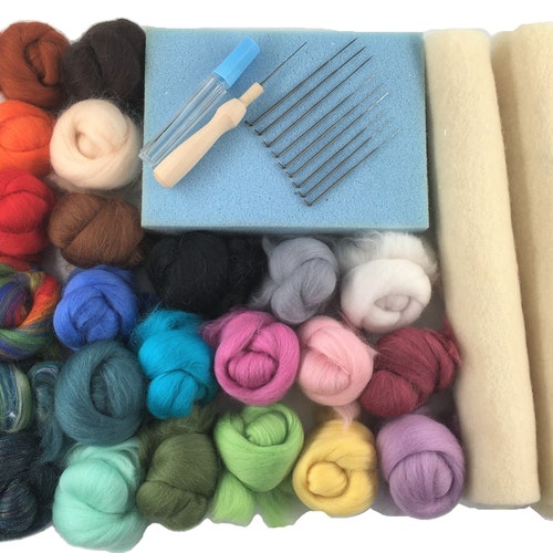 Needle Felting Starter Kit for 2D Needle Felting (painting with wool) - all you need to get started - supplied boxed