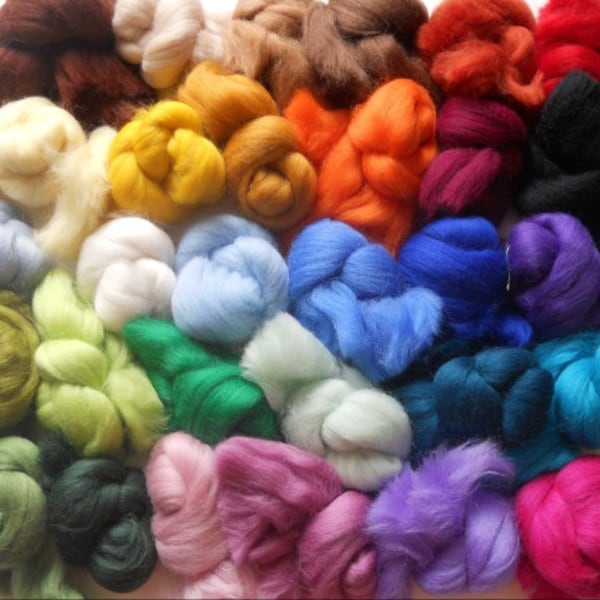 60 Different Merino Wool Tops to select from - 100% Merino wool for Needlefelting, Wet Felting etc with free postage - approx 6gm each