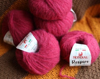Mondial Respiro Alpaka Set, 4 Stränge, Fuchsia Alpaka Garn, Baby Alpaka Garn, 200g 400m