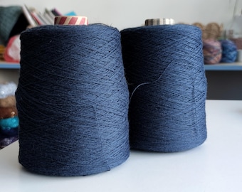 Merino Acryl-Konengarn, 50% Merinowolle 50 % Acryl, Lace Garn, Maschinenstrickgarn, 390g Kone, 5460 m Marineblau